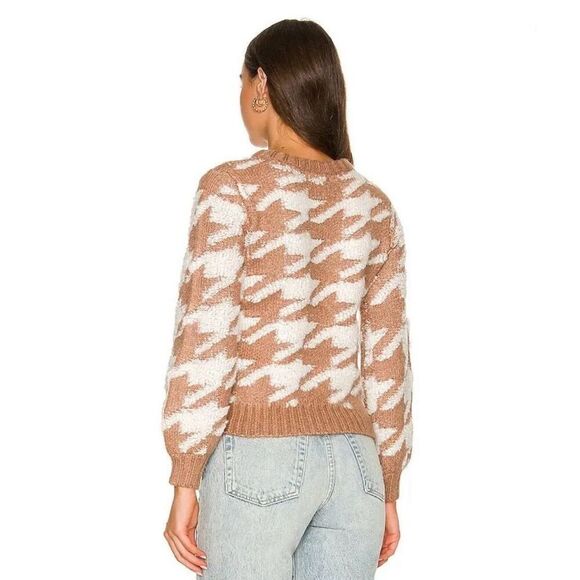 LINE & DOT Houndstooth Plush Sweater Tan Size S - Picture 2 of 12